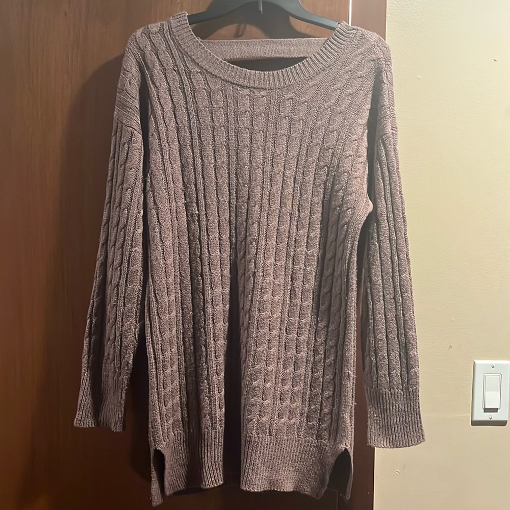 Purple Snow Long Women’s Sweater with
criss cross back